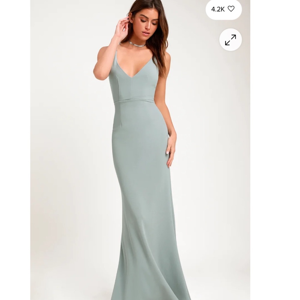 Blue sleeveless maxi bridesmaids dress